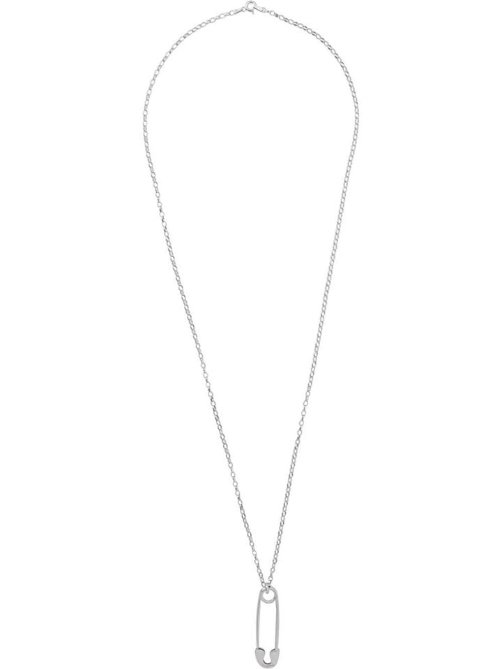 True Rocks Long Safety Pin Pendant Necklace - Silver