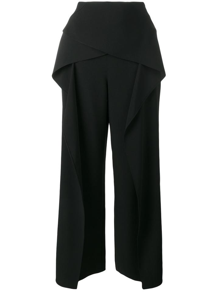 Roland Mouret Cropped Wide Leg Trousers, Women's, Size: 10, Black, Viscose/acetate/spandex/elastane/silk