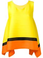 Pleats Please By Issey Miyake - Sleeveless Pleated Top - Women - Polyester - 3, Yellow/orange, Polyester
