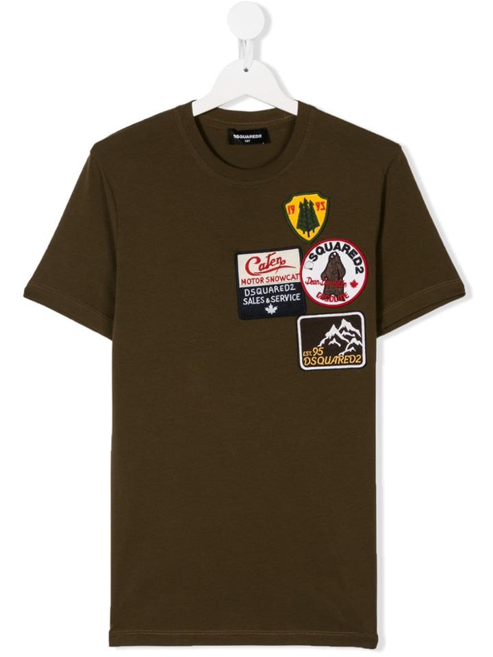 Dsquared2 Kids Teen Patch-appliquéd T-shirt - Green