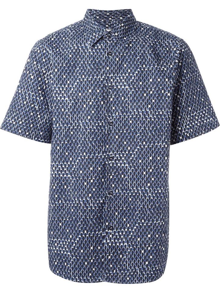 Marni Dotted Shirt, Men's, Size: 48, Blue, Cotton