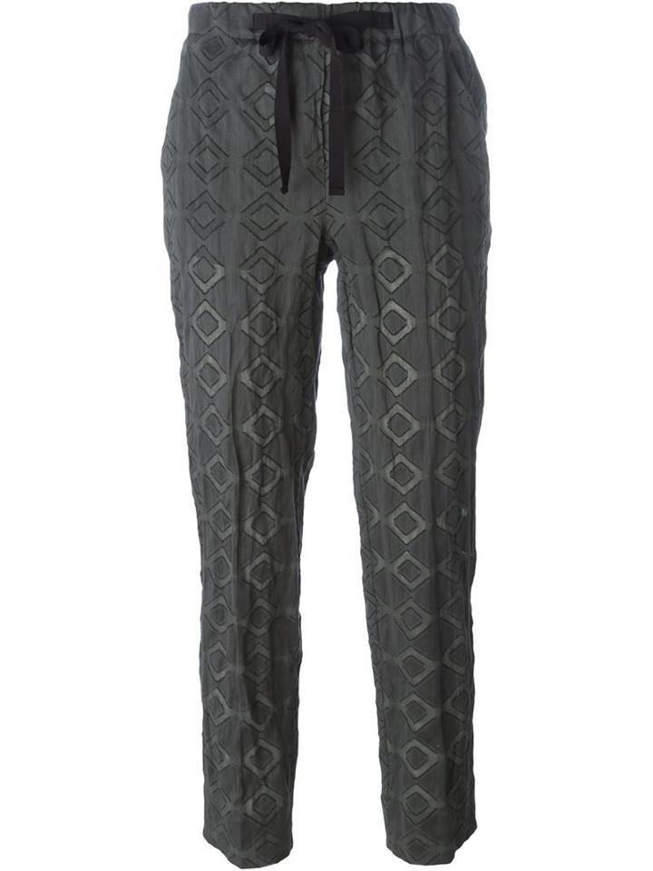 Incotex Diamond Print Cropped Trousers, Women's, Size: 42, Grey, Cotton/metallic Fibre