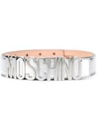 Moschino Logo Plaque Belt, Women's, Size: 90, Grey, Leather/metal