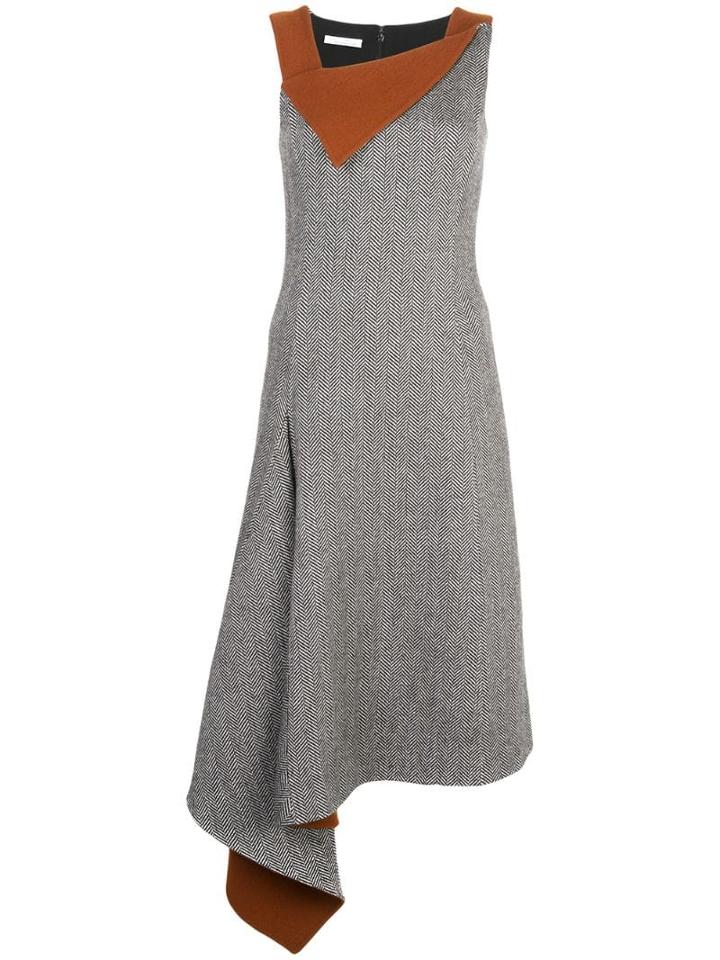 Oscar De La Renta Folded Panel Asymmetric Dress - Black