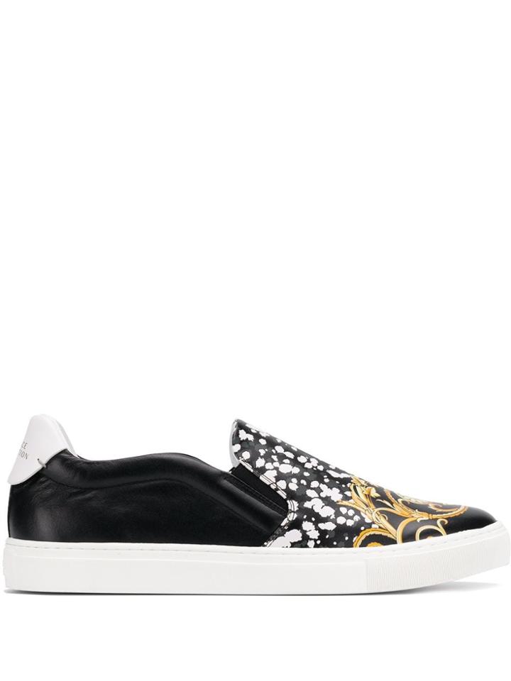 Versace Collection Logo Baroque Print Sneakers - Black