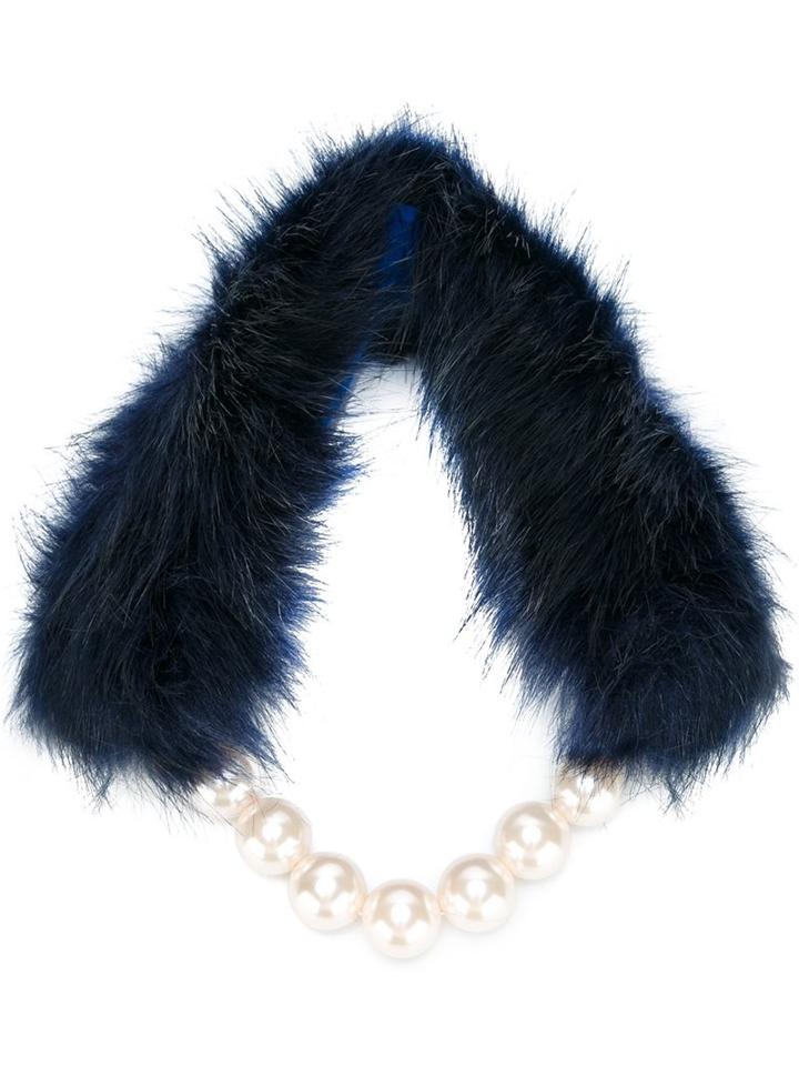 Twin-set Faux-fur & Pearl Scarf