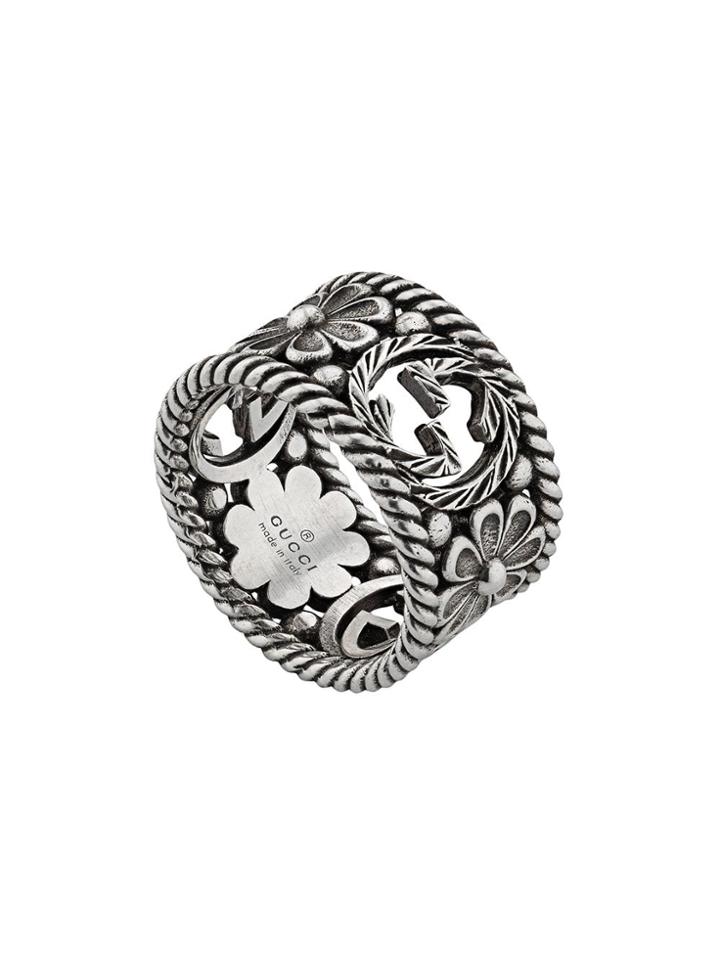 Gucci Gg Motif Ring - Silver