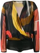 L'autre Chose Geometric Pattern Body Blouse - Black