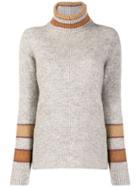 Eleventy Panelled Turtleneck Sweater - Grey