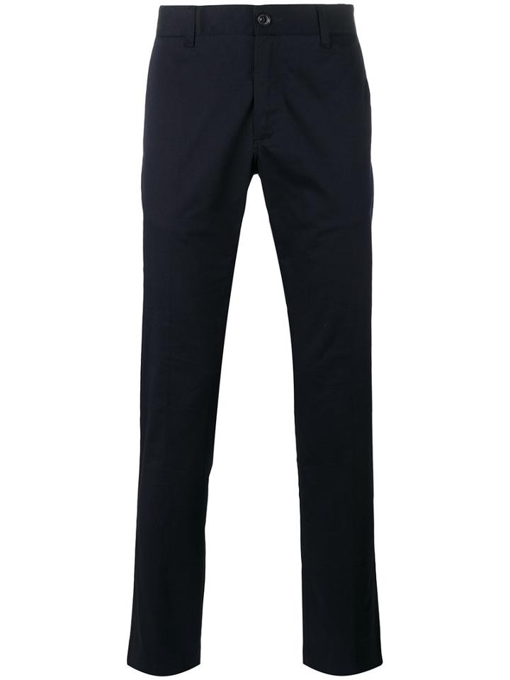 Moncler Straight Leg Trousers, Men's, Size: 50, Blue, Cotton/spandex/elastane