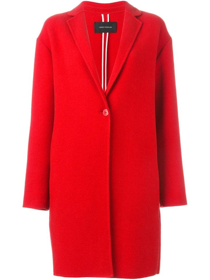 Cédric Charlier Double Breasted Coat, Women's, Size: 40, Red, Acetate/rayon/wool