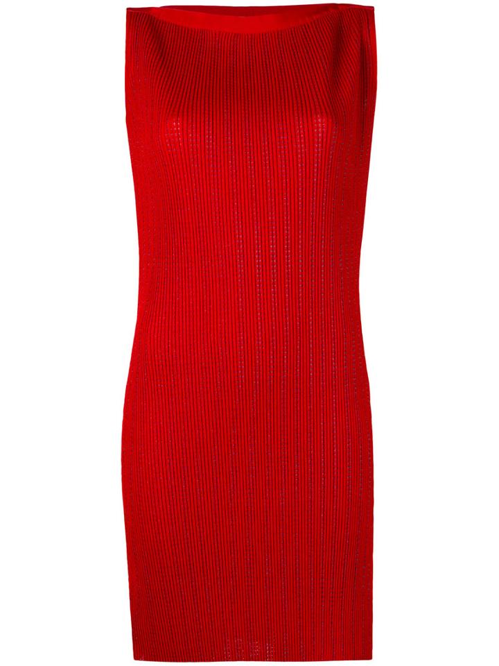 Emporio Armani - Fitted Dress - Women - Polyester/viscose - 42, Red, Polyester/viscose