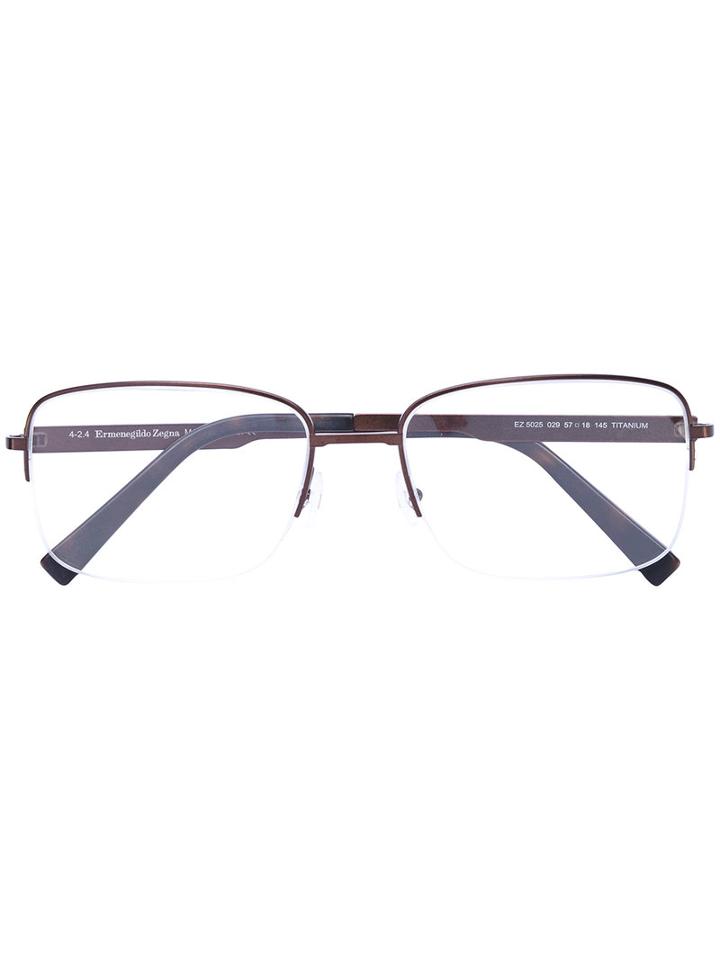 Ermenegildo Zegna - Half-frame Optical Glasses - Men - Acetate/titanium - 57, Brown, Acetate/titanium