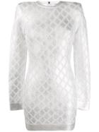Balmain Diamond Knit Mini Dress - Silver