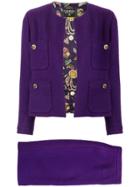Chanel Pre-owned Tweed Setup Jacket Skirt - Purple