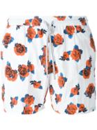 Capricode Rose Print Swim Shorts, Men's, Size: Xl, White, Polyamide