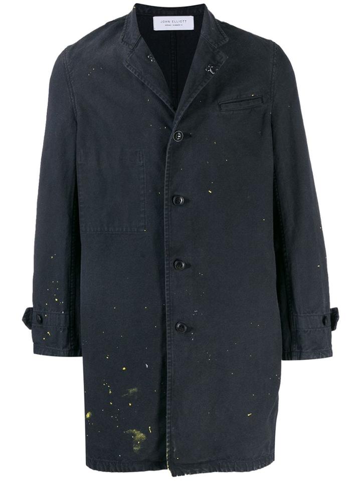 John Elliott Paint Print Single-breasted Coat - Black