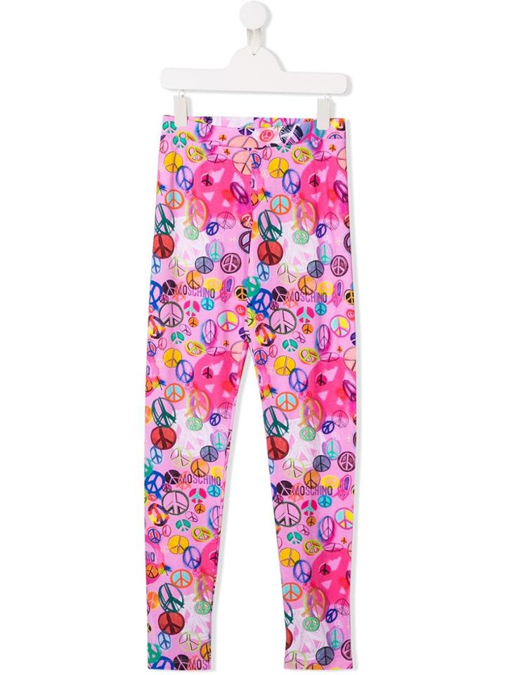 Moschino Kids Teen Peace Sign Leggings - Pink