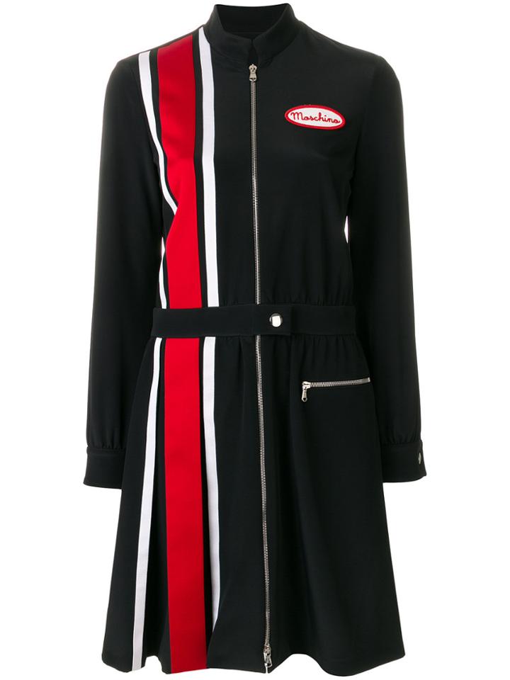 Moschino Racer Car Striped Dress - Black