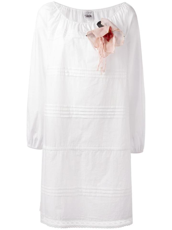 Twin-set Flower Brooche Dress, Women's, Size: Xxs, White, Cotton