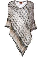 Missoni - Zigzag Knitted Poncho - Women - Polyester/viscose - One Size, Nude/neutrals, Polyester/viscose