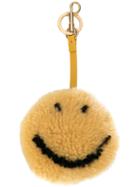 Anya Hindmarch - Smiley Face Bag Accessory - Women - Leather/sheep Skin/shearling - One Size, Yellow/orange, Leather/sheep Skin/shearling