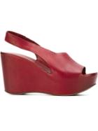 Roberto Del Carlo Wedge Sandals, Women's, Size: 38.5, Red, Calf Leather/rubber