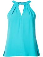 Trina Turk - Halter Blouse - Women - Polyester - M, Blue, Polyester