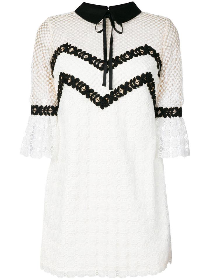 Self-portrait - Petal Dress - Women - Polyamide/polyester/spandex/elastane - 12, White, Polyamide/polyester/spandex/elastane