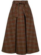 Msgm Checked Flared Skirt - Brown