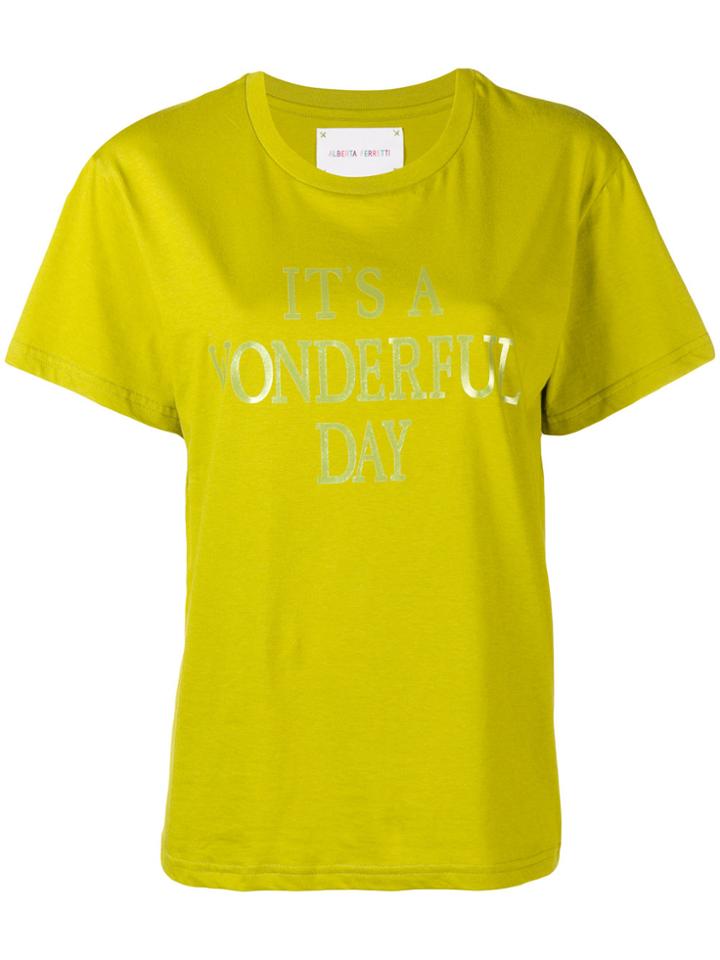 Alberta Ferretti I'ts A Wonderful Day T-shirt - Green