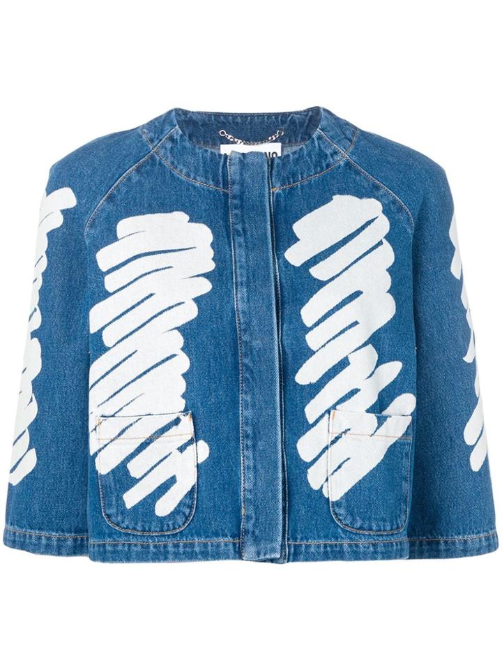 Moschino Scribble Print Denim Jacket - Blue