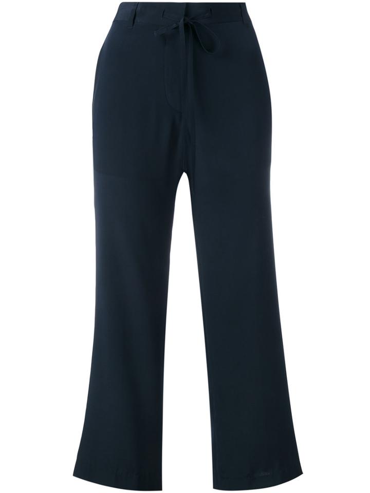 Aspesi - Drawstring Cropped Trousers - Women - Silk - 38, Women's, Blue, Silk