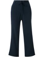 Aspesi - Drawstring Cropped Trousers - Women - Silk - 38, Women's, Blue, Silk