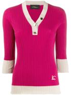 Les Copains Button Down Collar Jumper - Pink