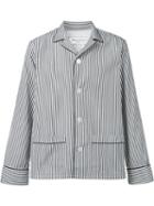Officine Generale Striped Pyjama Style Shirt, Men's, Size: Medium, Blue, Cotton