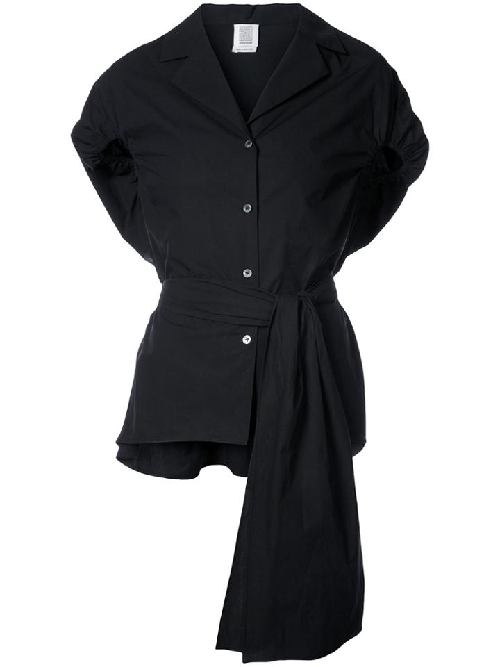 Rosie Assoulin Belted Gathered-back Top - Black