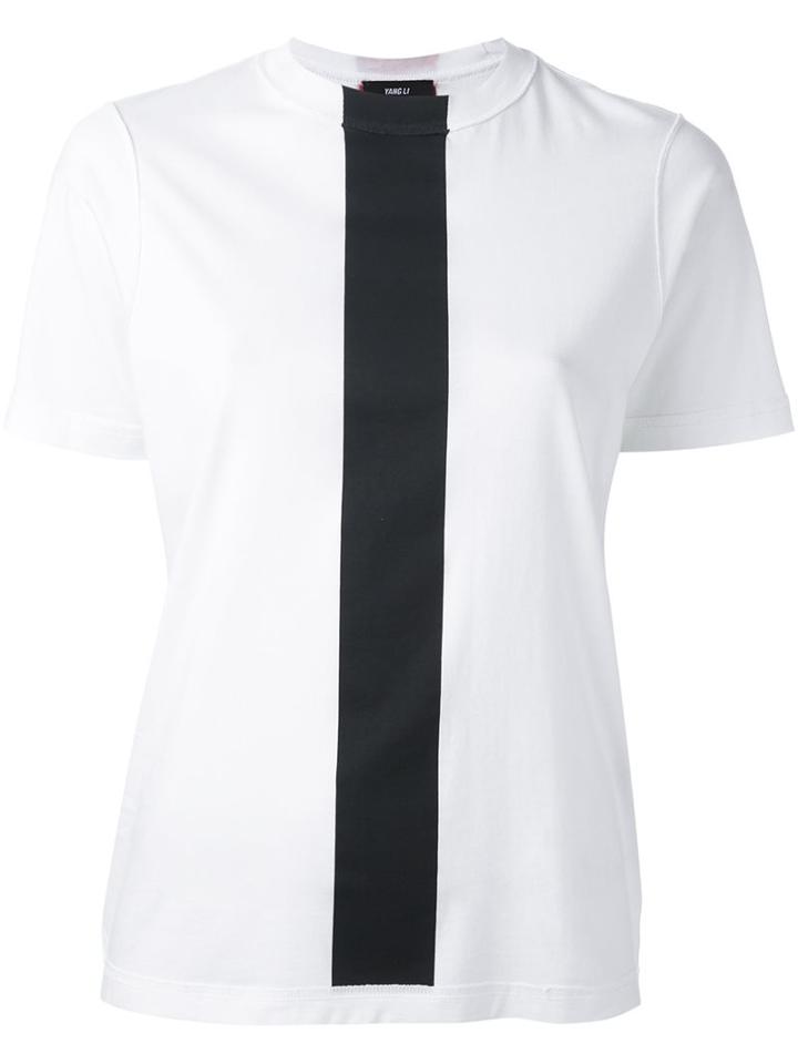Yang Li Contrast Stripe T-shirt, Women's, Size: 40, White, Cotton