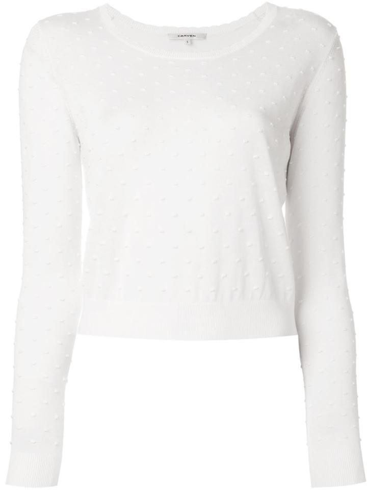 Carven Dotted-knit Sweater, Women's, Size: M, White, Viscose/cotton