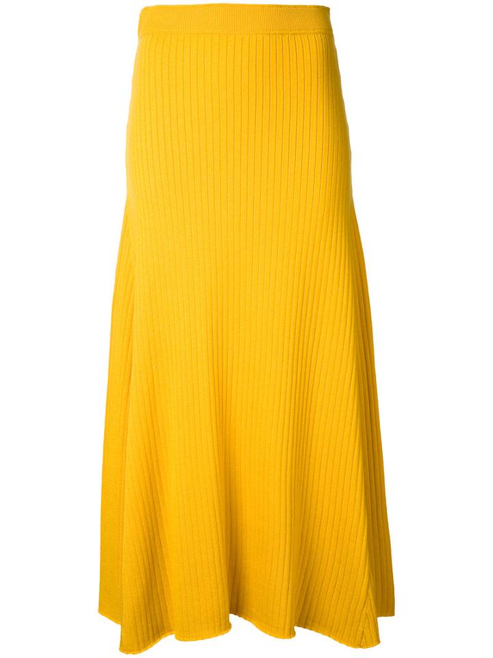 Le Ciel Bleu Flared Skirt, Women's, Size: 36, Yellow/orange, Acrylic/nylon/wool