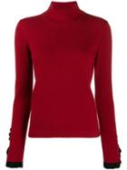 Temperley London Pleated Cuff Turtleneck Sweater - Red