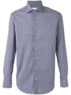 Etro Allover Print Shirt, Men's, Size: 38, Blue, Cotton/spandex/elastane