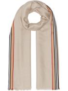 Burberry Icon Stripe Cashmere Silk Scarf - Neutrals