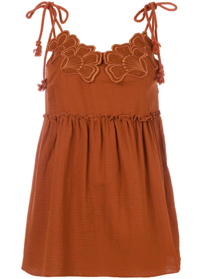 See By Chloé Floral Flared Top - Brown