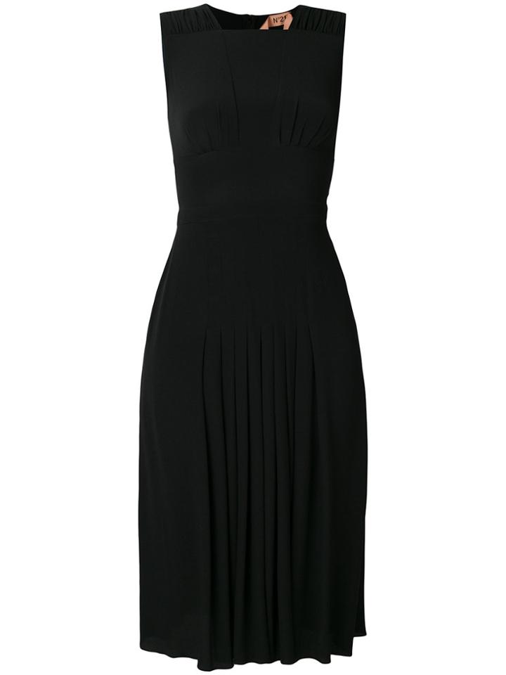 No21 Pleated Panel Midi Dress - Black