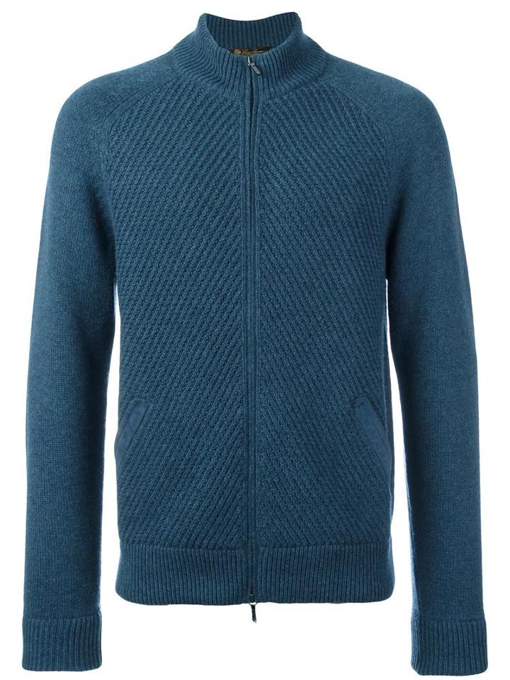 Loro Piana Zip Up Cardigan, Men's, Size: 48, Blue, Goat Skin/cashmere