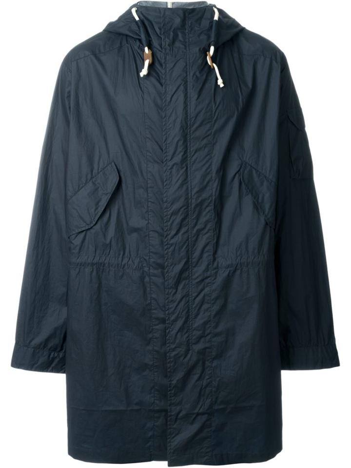 Universal Works Hooded Parka Coat, Men's, Size: L, Blue, Cotton/polyester
