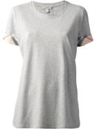 Burberry Brit House Check Cuffs T-shirt, Women's, Size: L, Grey, Cotton/spandex/elastane