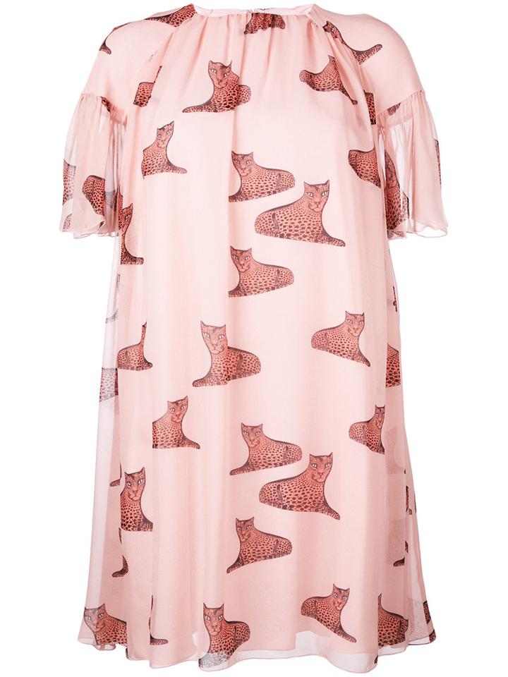 Giamba - Leopard Print Dress - Women - Silk/polyester - 40, Pink/purple, Silk/polyester