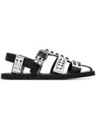 Prada Fisherman Studded Cage Sandals - Black